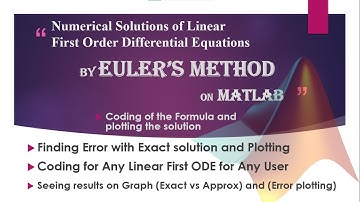 Euler’s Method on Matlab | Linear First ODE | Approximate vs Exact sol Plotting | Error Plotting