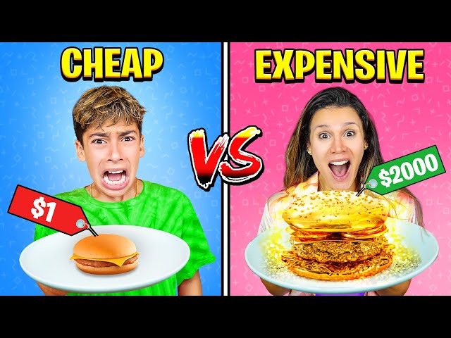 CHEAP Vs EXPENSIVE Food Challenge! class=