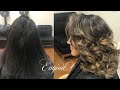 Relaxed Hair highlight Balayage cut and curl