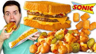 Sonic Drive-In's NEW Totchos   Grilled Cheese Double Burger REVIEW!