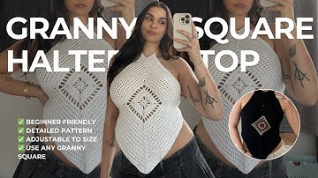 crochet GRANNY SQUARE halter top (as seen on pinterest) | beginner friendly, use any granny square