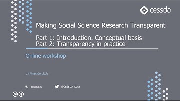 CESSDA Webinar: Making Social Science Research Transparent