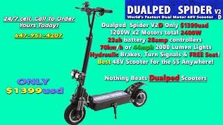 Dualped Spider V2 &quot;D&quot; World&#39;s Fastest Dual Motor 48V Scooter 70km/h 44mph!!