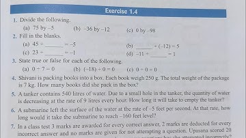 viva education start up mathematics class 7 ex 1.4 | start up maths ex 1.4 | integers