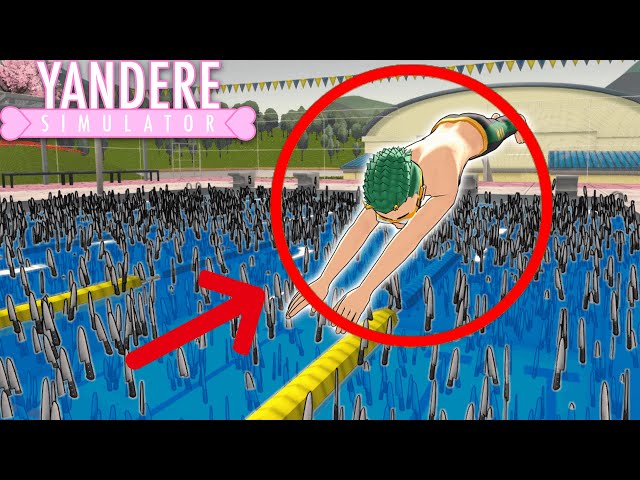Can you safely swim in the pool filled with knives? | Yandere Simulator class=