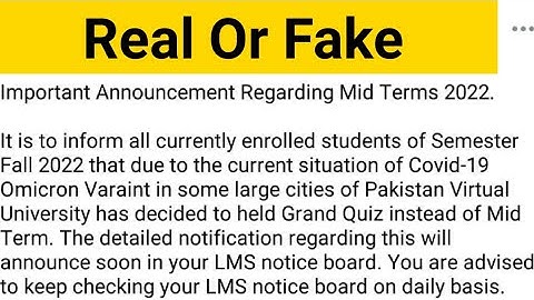 Important Announcement regarding Grand Quiz 2022 /midterm real or fake