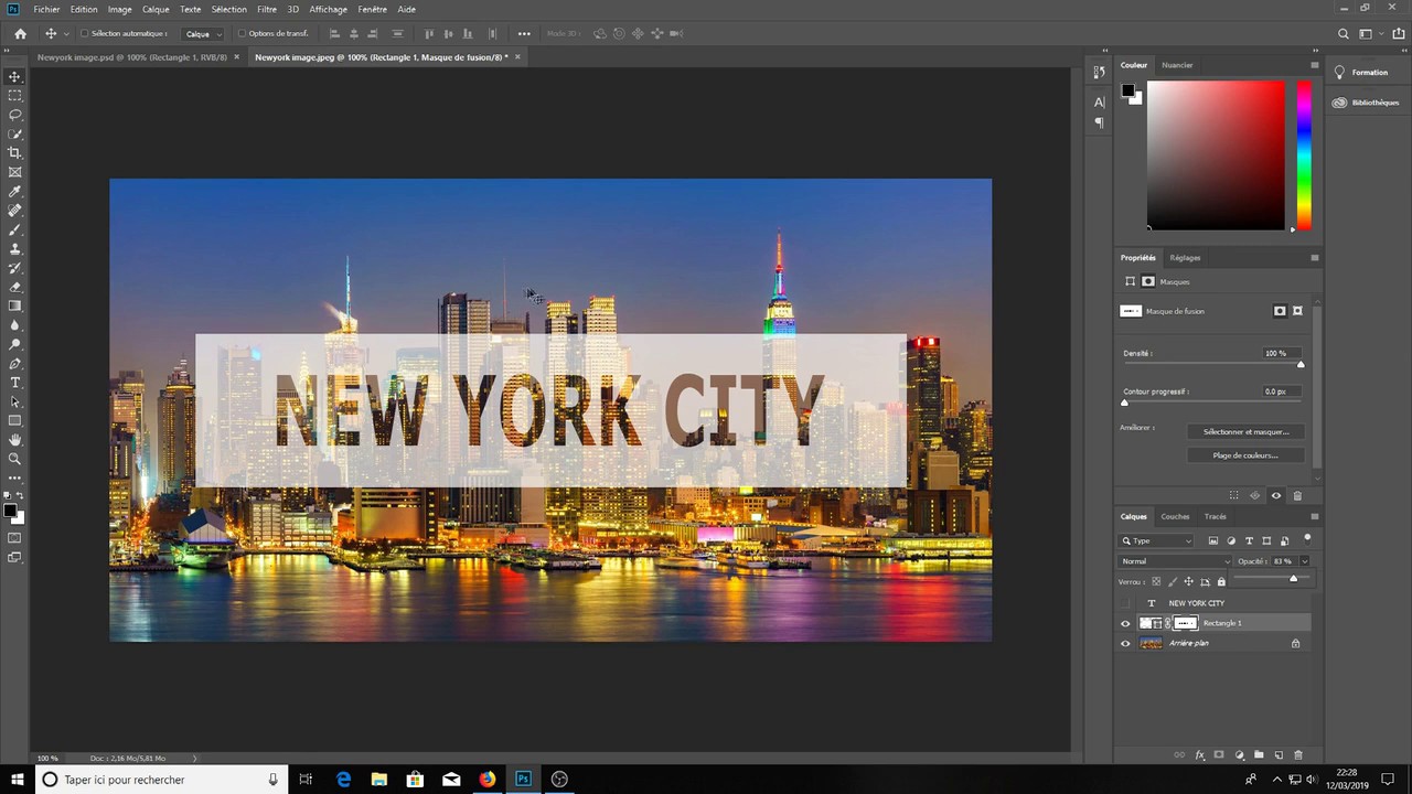 Tuto photoshop cc : Comment créer un effet de transparence sur un texte