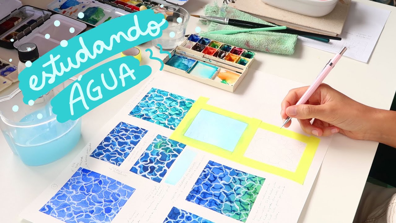 Estudos de textura de água em aquarela + mudanças | vlog