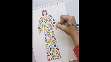 👩‍🎨detailed geometric pattern Design 😊Fashion illustration 🧐 Watch full video in youtube channel