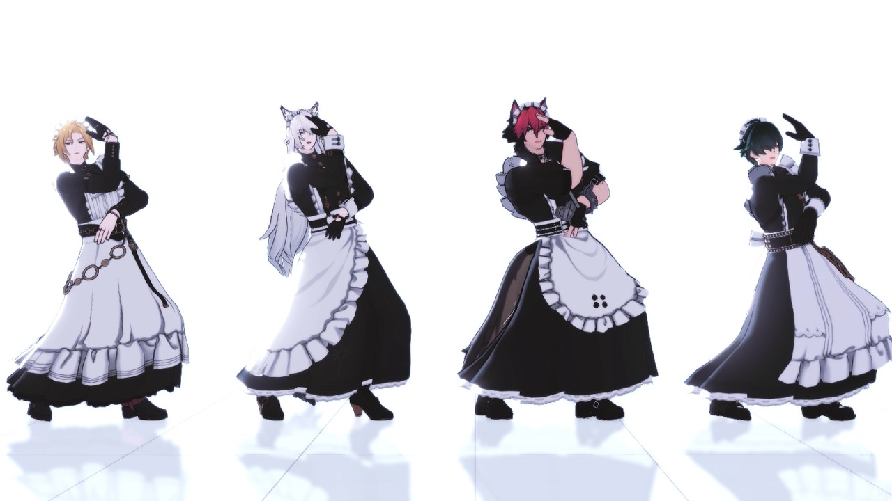 【ゼンゼロMMD】メイド服でモエチャッカファイア　固定カメラ　【ヒューゴ・狛野真斗・ライト・セヴェリアン】