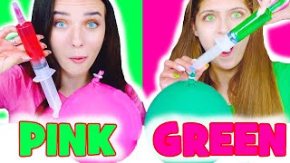 ASMR Pink Food VS Green Food Jelly Noodles, Jello Shooter, Jelly Cups, Jelly Straws