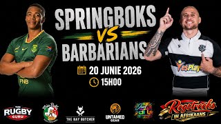 Springboks vs Barbarians 2026 Live Commentary In Afrikaans