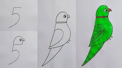 How to draw Parrot Drawing from number 5 / Parrot Drawing easy / Parrot Drawing with pencil