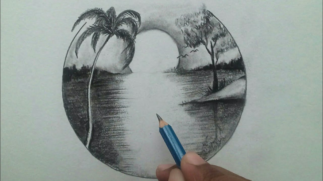 Scenery Drawing Nature Drawing With Pencil Shading - Goimages Mega