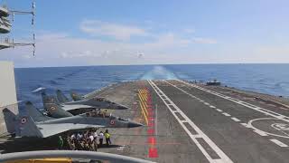 Mig 29K successfully trapped on Indian Navy aircraft carrier INS Vikramaditya in the Arabian Sea2020