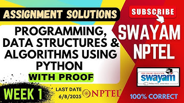 Programming, Data Structures and Algorithms using Python Week 1 | SWAYAM NPTEL | AUG-NOV 2025