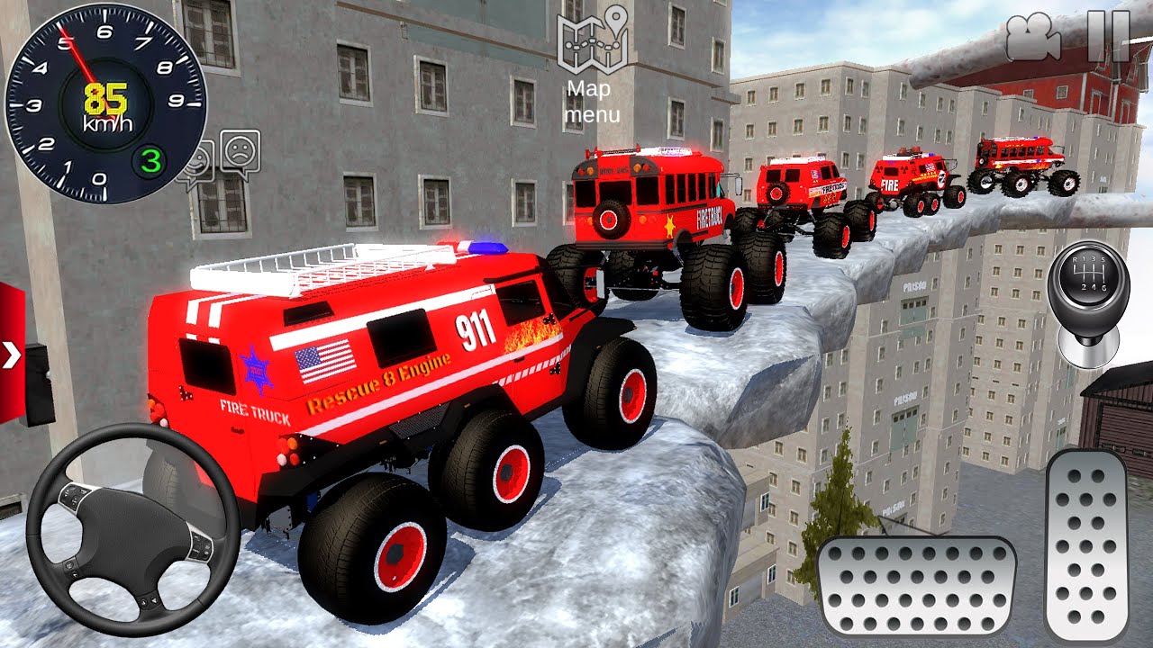 US Juego de Carros - Off-Road Impossible Fire Truck Stunts Driving #2  - Android / IOS Gameplay FHD