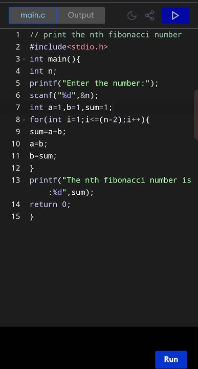 Print the nth fibonacci number in c Language - YouTube