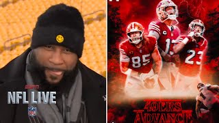 NFL LIVE Brock Purdy shows Jalen Hurts has gone down bar Swagu reacts to 49ers b