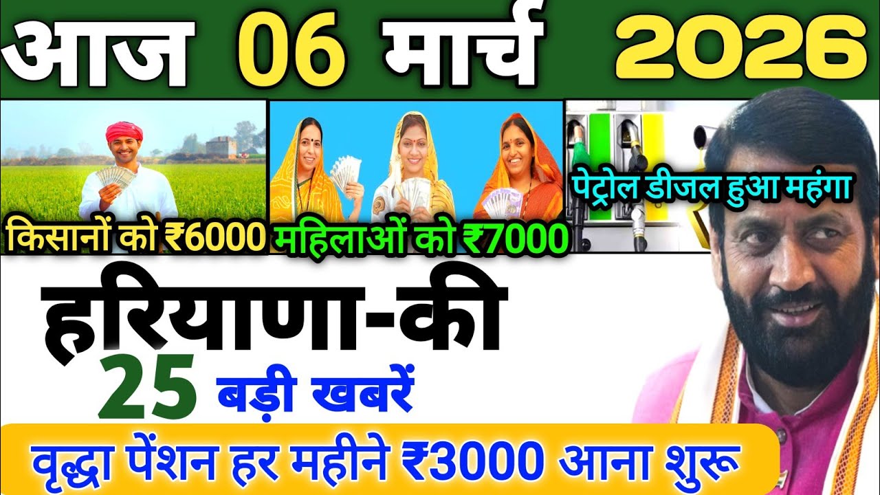 06 March 2026 Haryana News: Haryana Ki Taja Khabar Mukhya Samachar Haryana Daily News