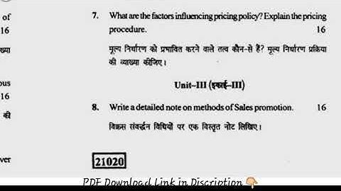 BCom 2nd Sem Principles of Marketing Question Paper