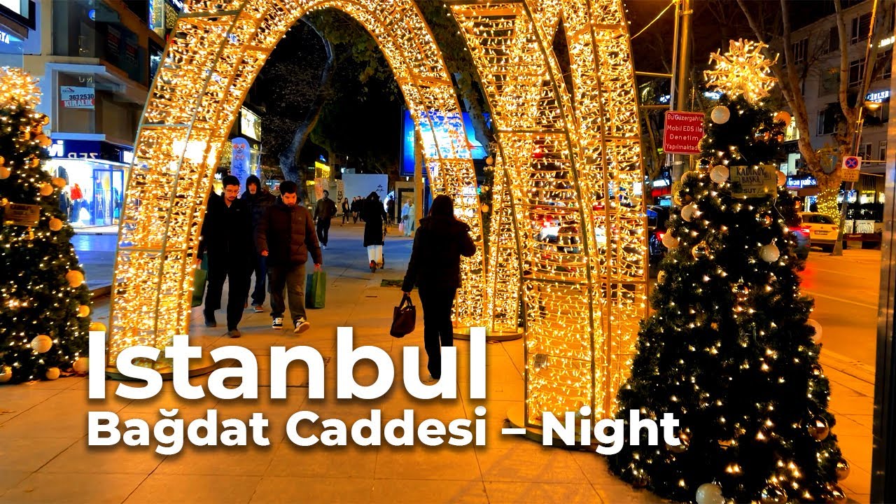 Calm Christmas Night Walk on Bağdat Avenue, Istanbul ✨🎄 | 4K Walking Tour | Ambient Sounds