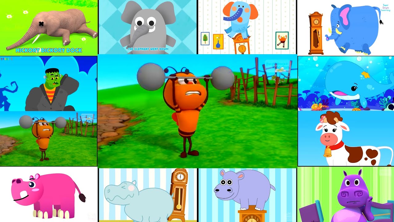 HICKORY DICKORY DOCK || MACHO BUG, FRANKENSTEIN, WHALE & COW IN 12 BEST CLOCK CRASHER || FX TUTORIAL