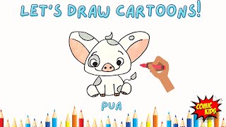 How To Draw Pua From Moana | Drawing Tutorial for Kids screenshot 4