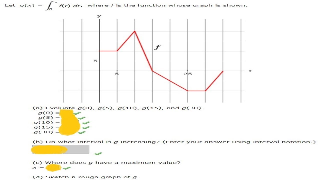 Let G X Xf T Dt0 Where F Is Function Whose Graph A Evaluate G 0 G 5 G 10 G 15 And G 30 Youtube