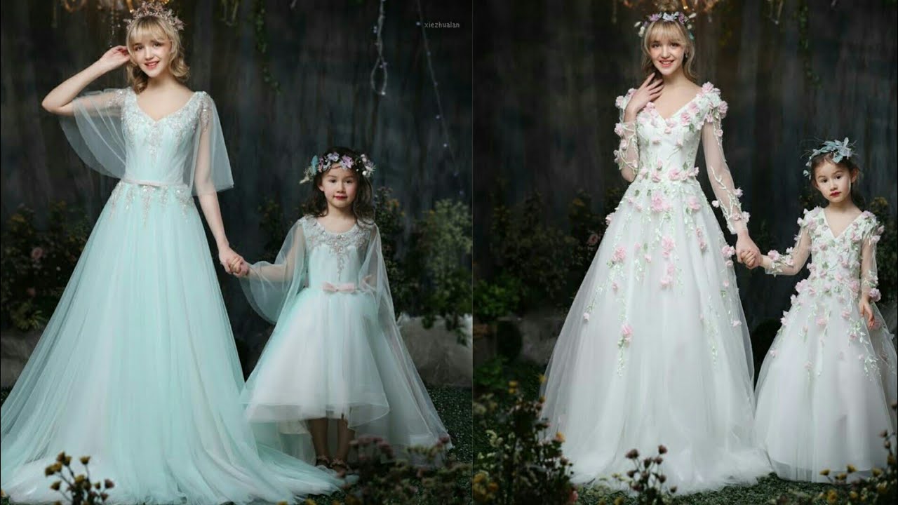 Mother daughter same dress Design,Mother end daughter same dress Party Wear gown ideas. YouTube
