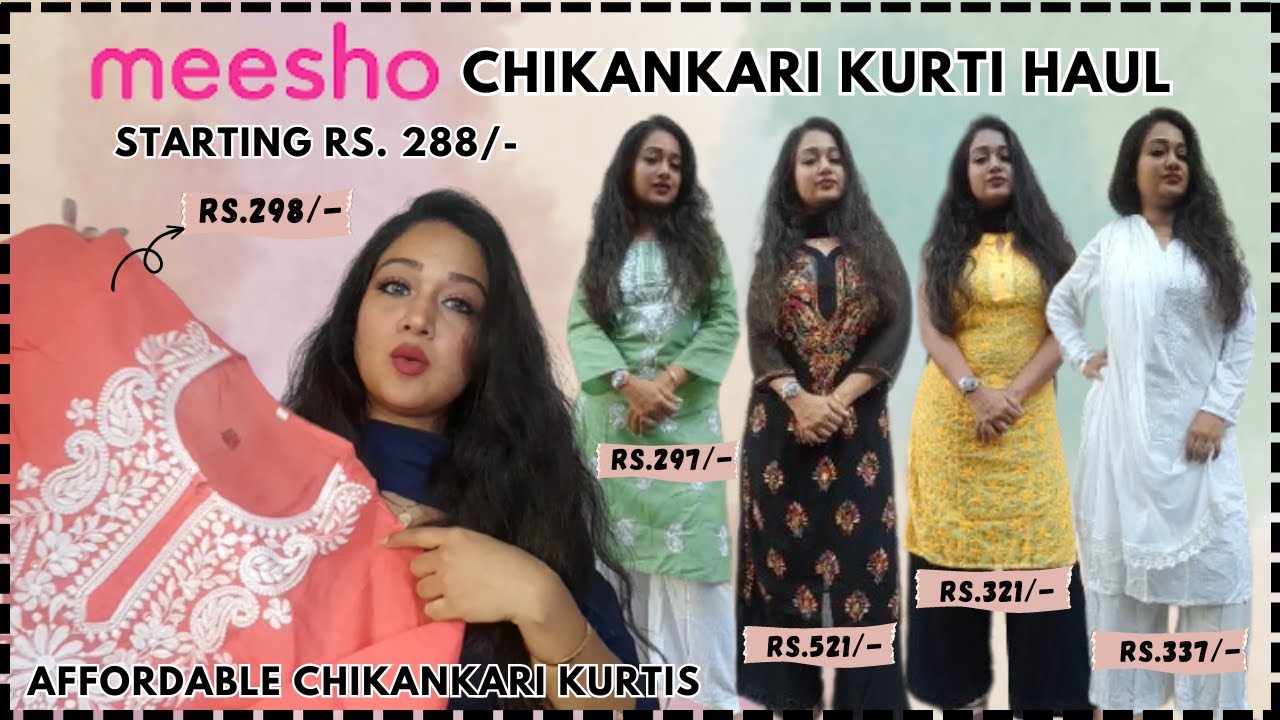 Meesho Chikankari kurtis haul under ₹594/- | Chikankari kurtis From meesho  | Ria Roshan - YouTube