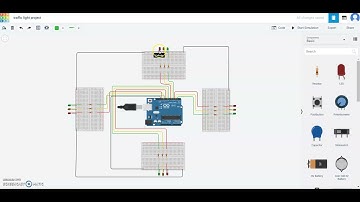 Smart traffic light system simulation using tinkercad