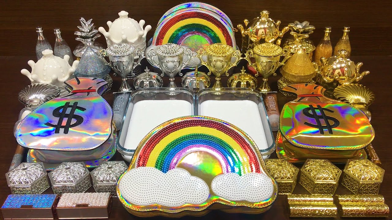 GOLD vs SILVER ! Mixing Random Things into GLOSSY Slime ! Satisfying Slime Videos 