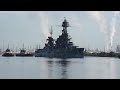 Historic Battleship USS Texas Towed Down the Houston Ship Channel