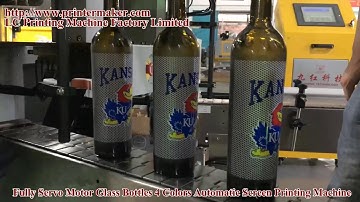 Fully Servo Motor Glass Bottles 4 Colors Automatic Screen Printing Machine