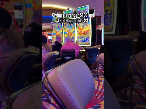 Giving a stranger $100 and THIS HAPPENED! #slots #casino #gambling