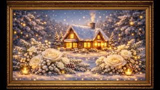 Cozy Winter Landscape Painting ❄️ | Elegant Gold Frame | 4K TV Art Wallpaper screenshot 4