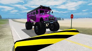 Flatbed Trailer Cars Transportation with Slide Color  Cars vs Deep Water  BeamNG.Drive #2