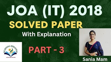 HP JOA(IT) - 2018|Part- 3|Solved paper with explanation |Sania Mam | #hp #hpjoait #hppsc #hpssc