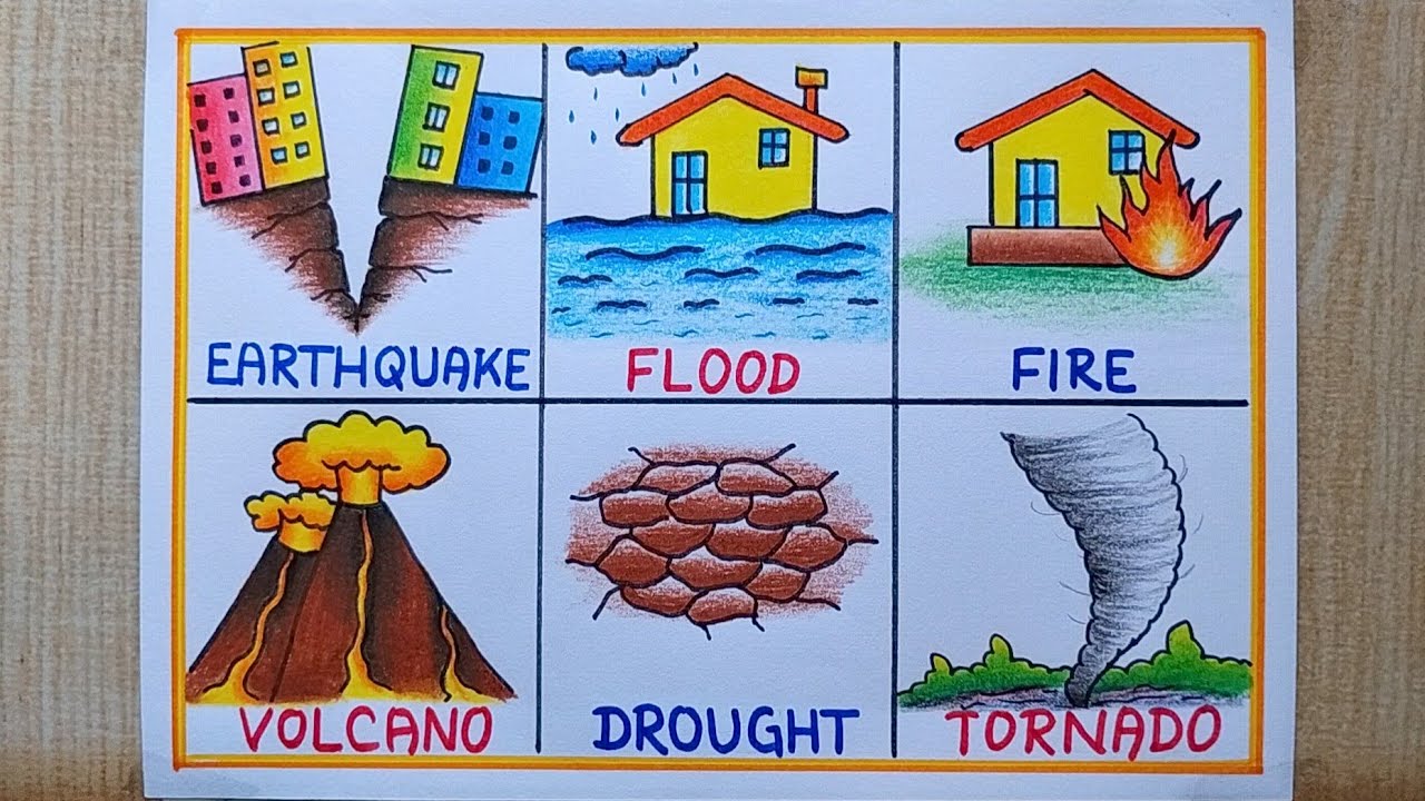 Different types of Natural Disaster Drawing |Natural Disaster Reduction ...