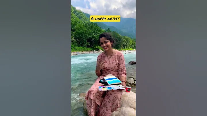 Painting In Rishikesh | Gouache Colors | Valley Painting | Easy Artwork Ideas | #Shorts