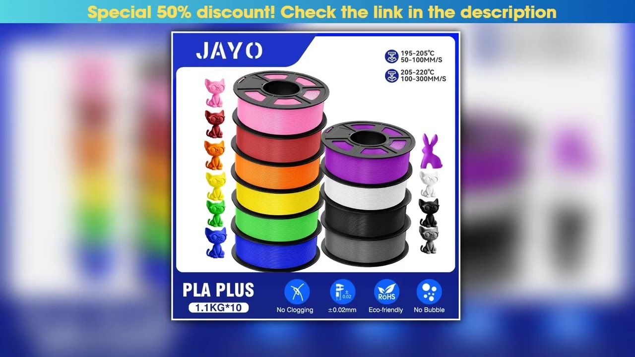 JAYO pla plus filament 175mm 10Rolls Set Refills Nontox 3d printing no bubbles smooth multiple