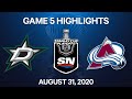 NHL Highlights | 2nd Round, Game 5: Stars vs. Avalanche - Aug 31, 2020