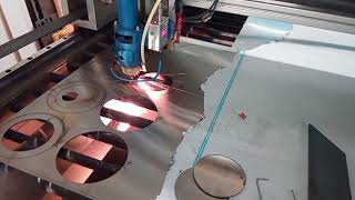 Home made laser cutter cutting 2 mm stainless steel part 2