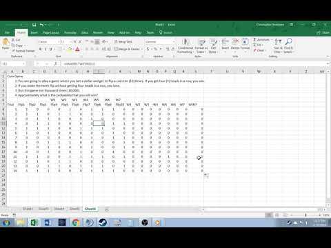 Coin Flipping gambling game Excel Solution - Tutorial