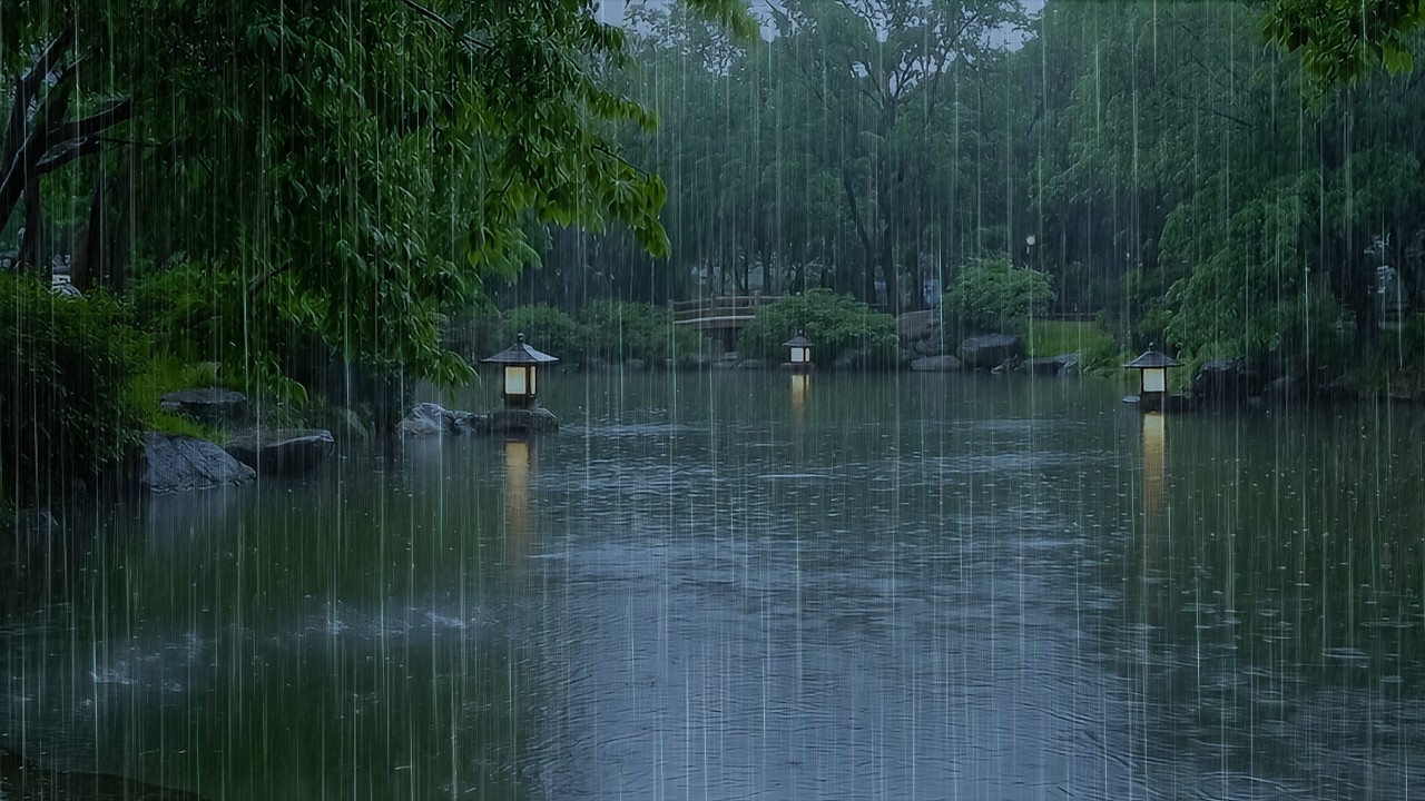 Calming Rainfall on Forest Lake to Fall Asleep Instantly | ASMR Nature Forest Rain to Reduce Stress