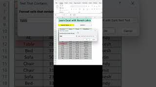 Highlight the Text with conditional Formatting #excel #exceltutorial #excelshorts