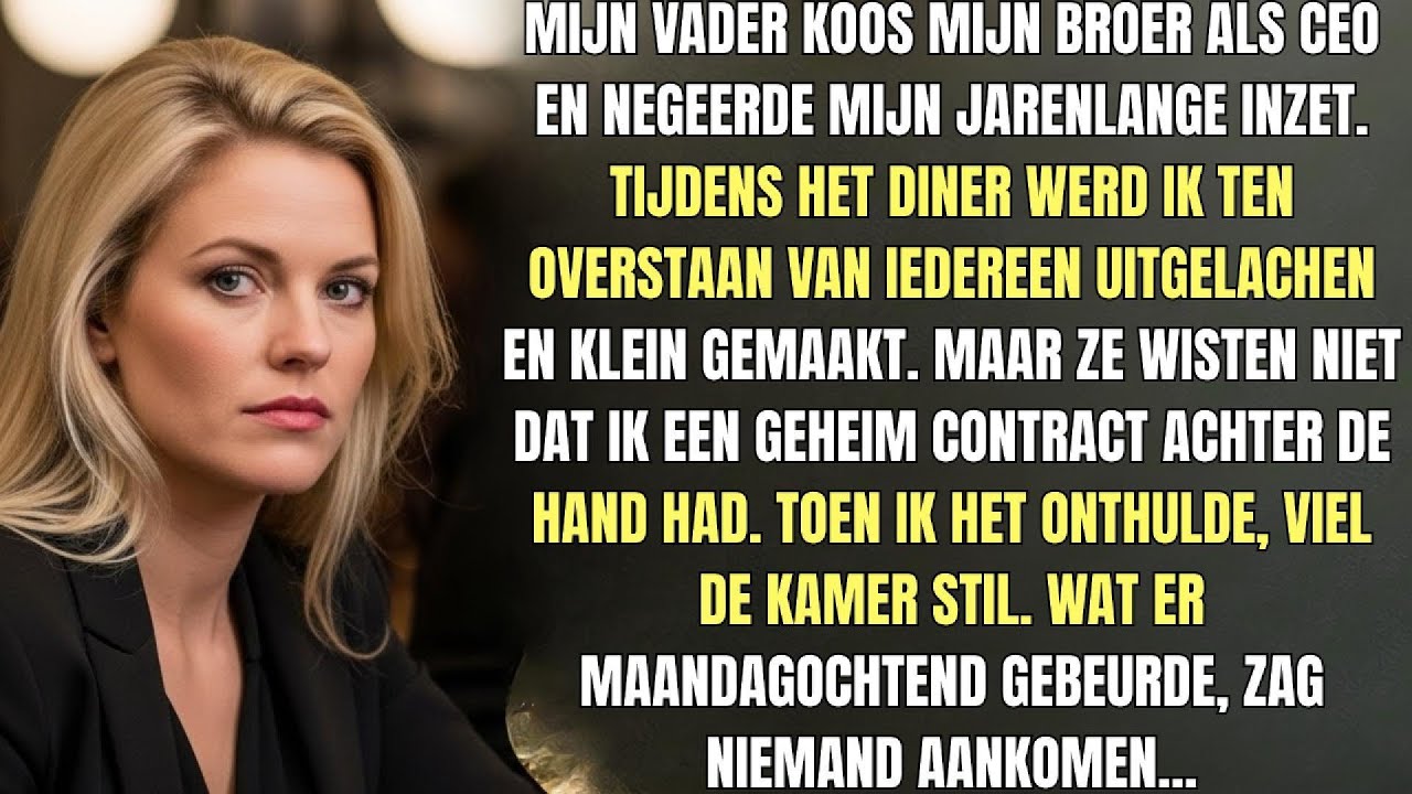 Afgelopen zondag zat ik met mijn familie aan het avondeten in de villa in Blaricum. Mijn vader kondigde koud aan dat mijn broer Thijs maandag het familiebedrijf zou overnemen. Ik keek hem aan en...