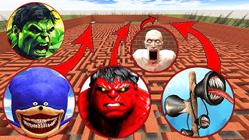 INSANE GMod Battle: SCP 096 vs Shin Sonic vs Red Hulk!