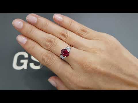 Unheated Pigeon's Blood ruby 2.09 carats in oval cut, Mozambique Video  № 4